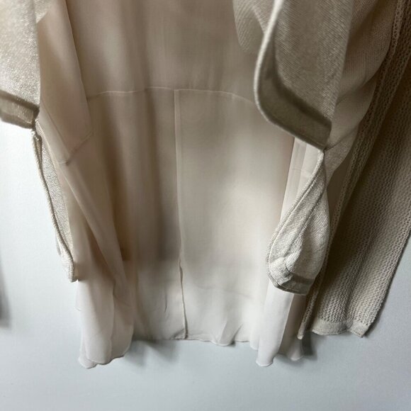 Soft surroundings beige long sleeve open knit sweater lined women’s size medium - Picture 9 of 10